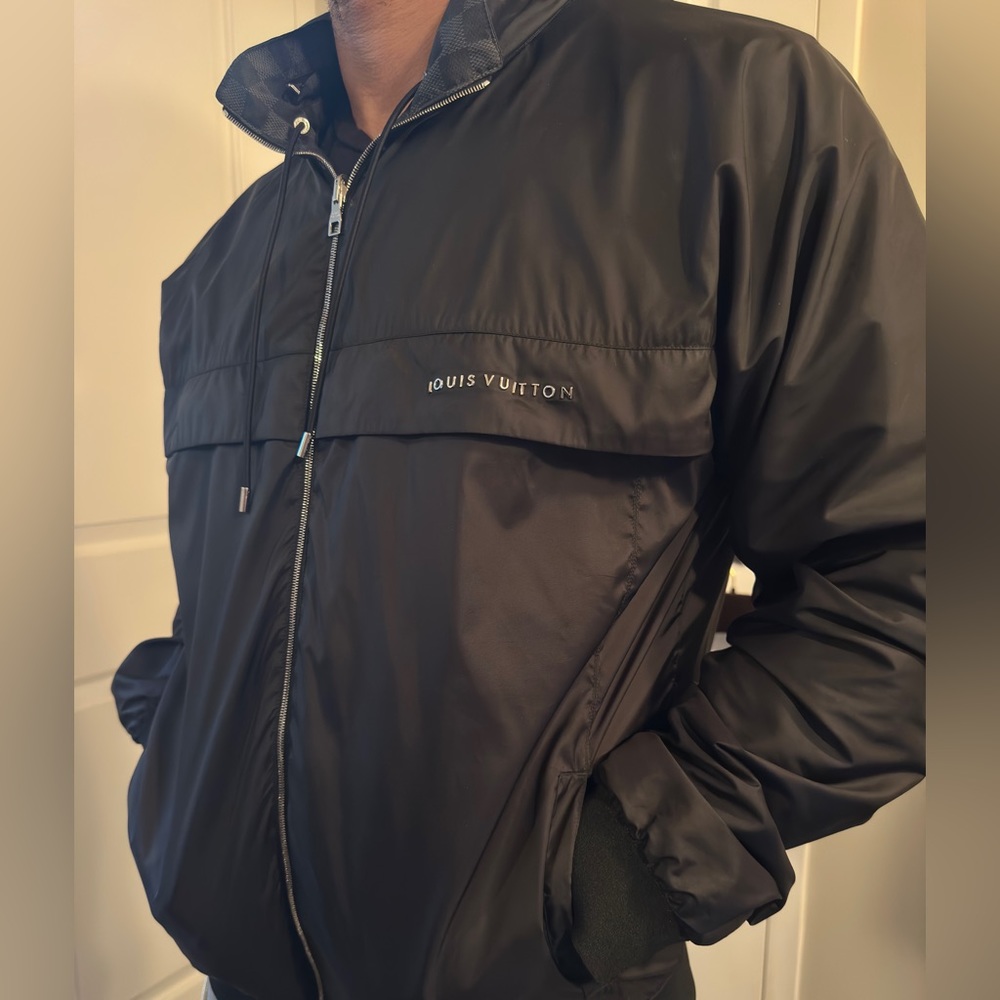Louis Vuitton black Damier reversible windbreaker